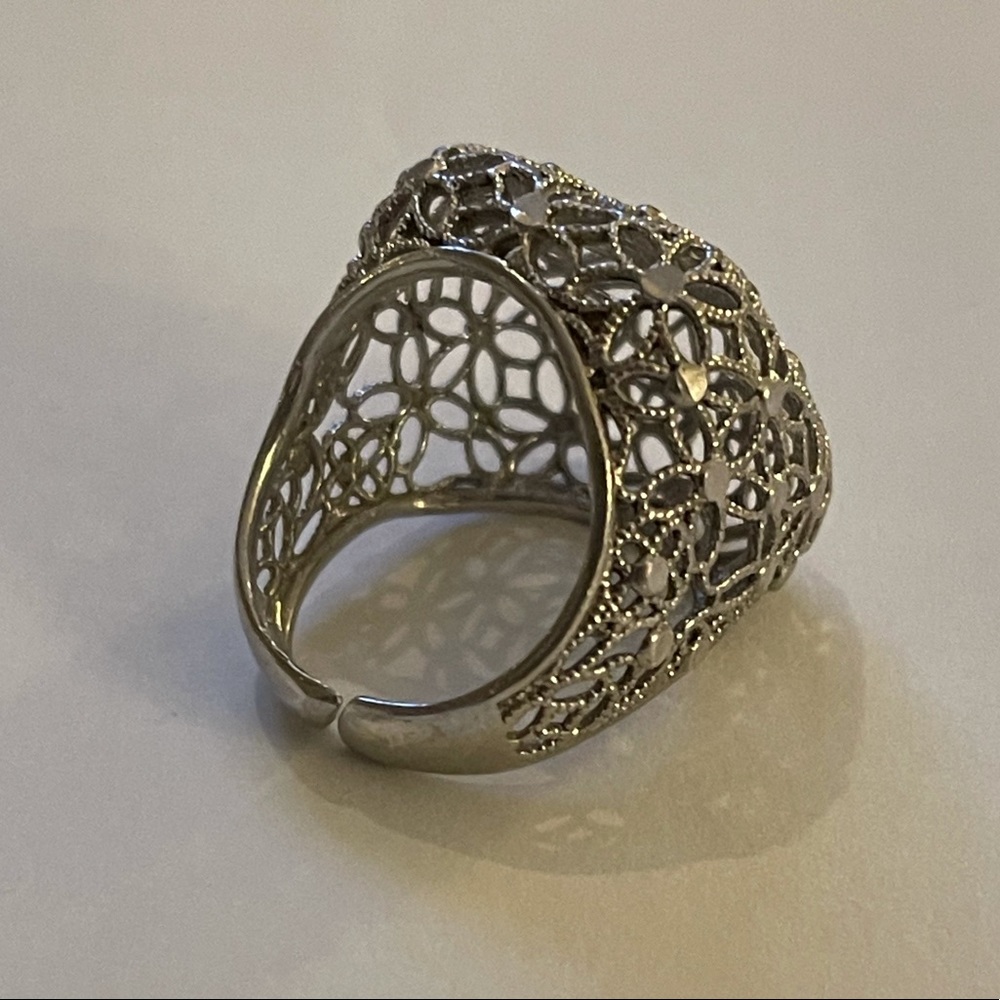 Italian Designer Solid Sterling Silver Floral Mes… - image 3